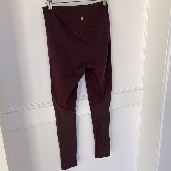 Lululemon Wunder Train Sheer Calf Leggings High Rise Burgundy Maroon Color 6 - Picture 7 of 10